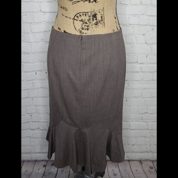 Rebecca Taylor Wool Ruffled Hem Gray Midi Skirt size 6 - Picture 2 of 15
